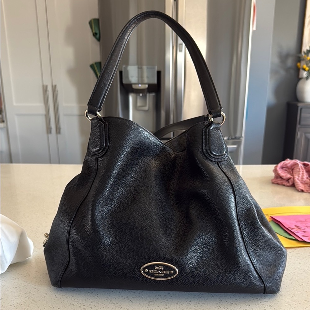 Coach Black Hobo Bag with Pebbled Leather